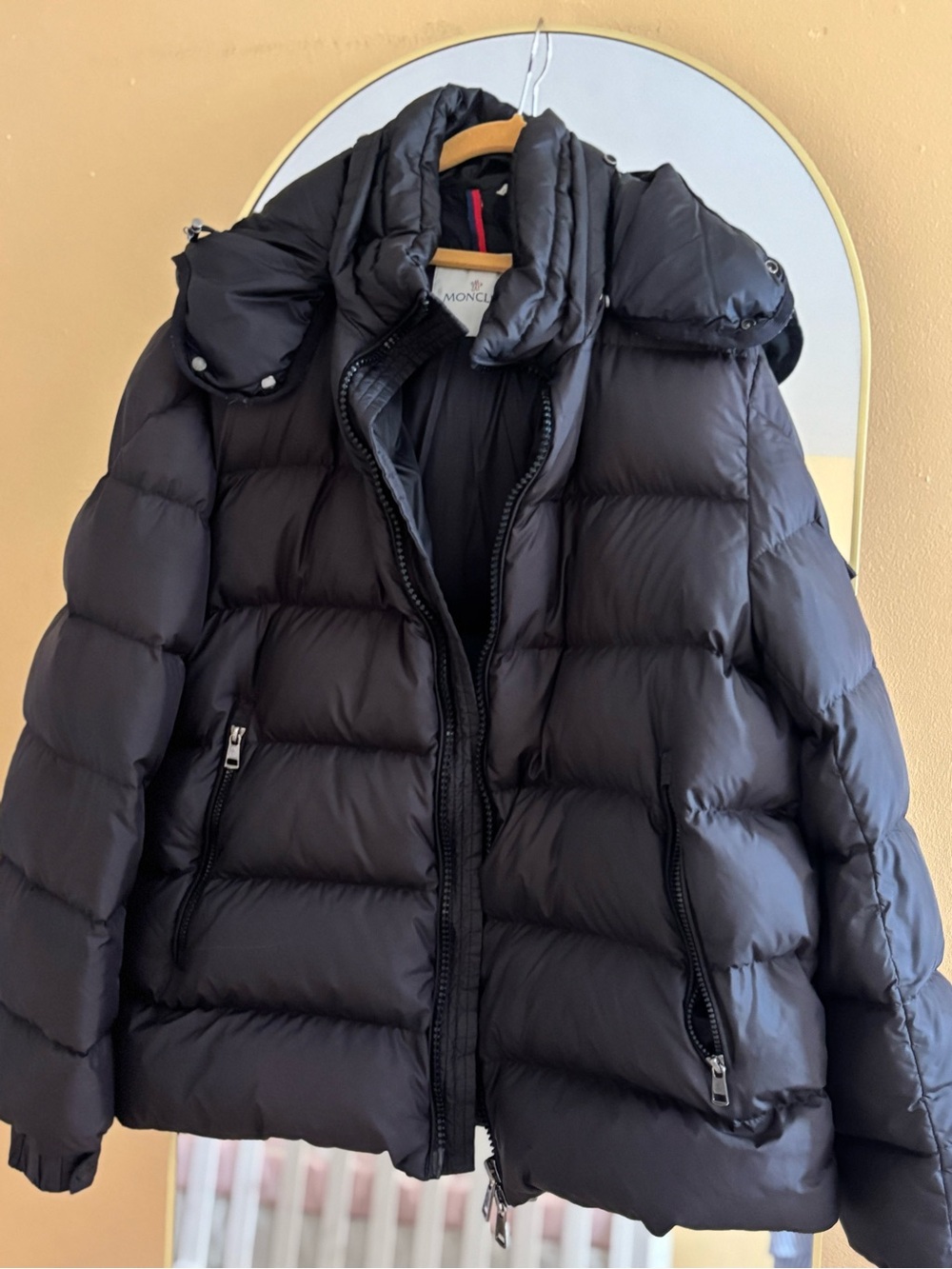 Moncler Men's Black Quilted Down Puffer Jacket with Hood